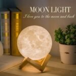 Remote control Moon Light with Wood Stand Lamp hand Touching