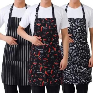 1pc Adjustable Adult Apron Striped Restaurant Chef Apron