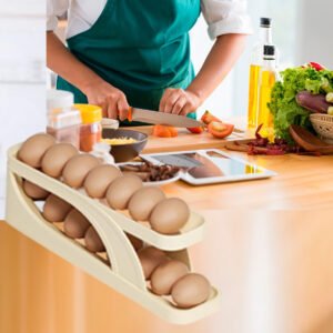 Double-Layer Egg Dispenser Automatic Roll-Down Egg Storage Rack